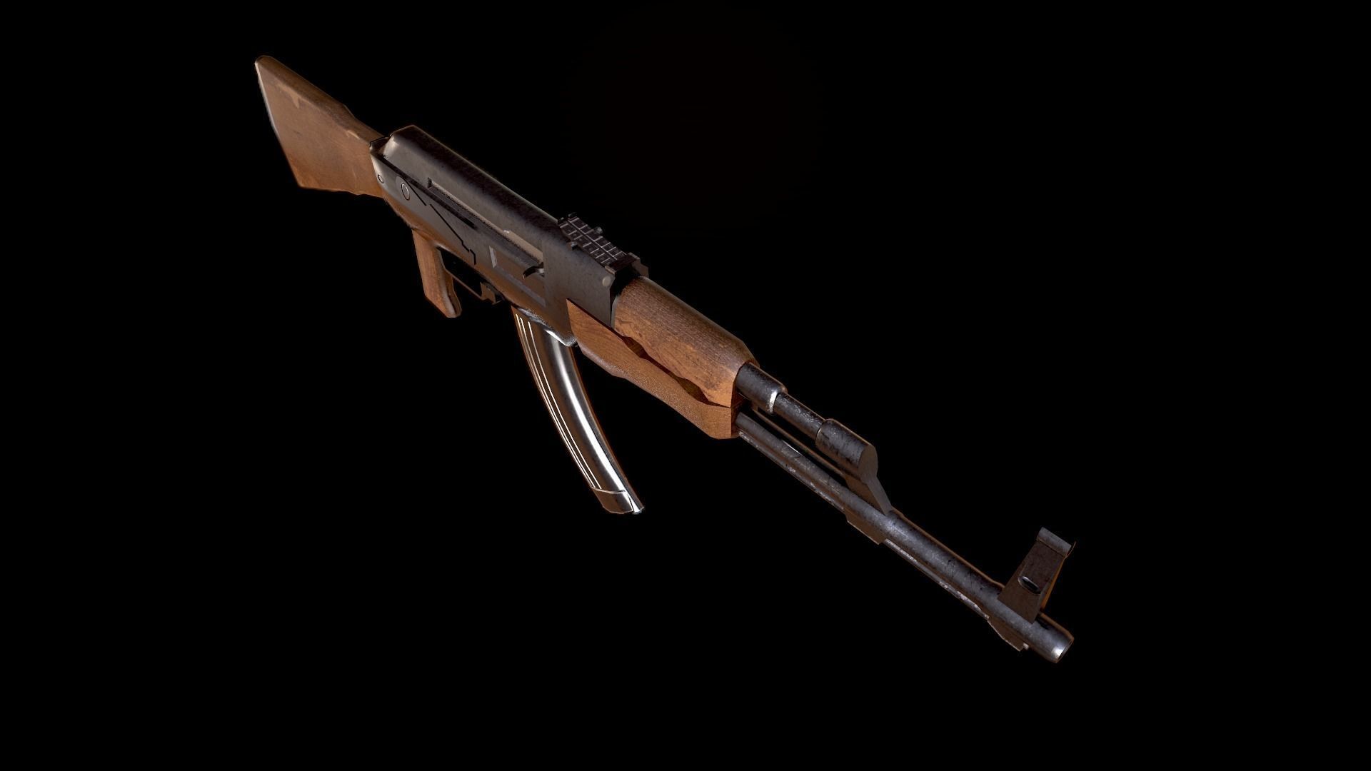 Ak-47 ak - rifle Low-poly 3D model_2