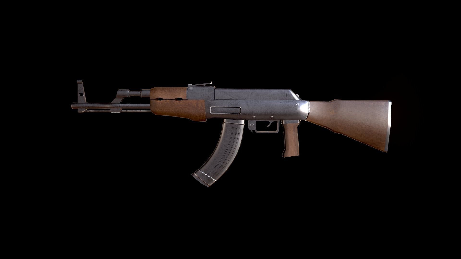 Ak-47 ak - rifle Low-poly 3D model_3