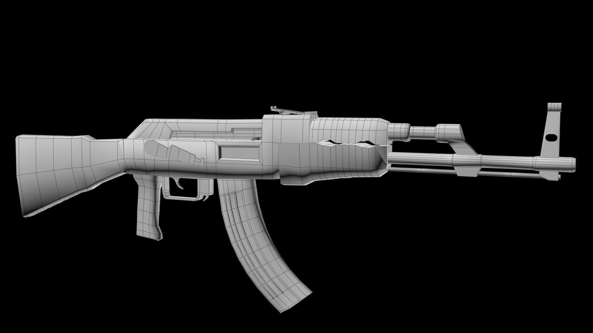Ak-47 ak - rifle Low-poly 3D model_5