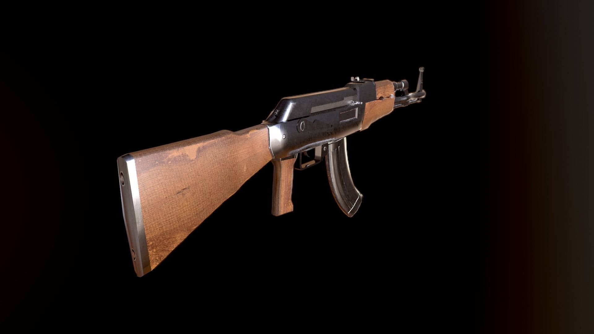 Ak-47 ak - rifle Low-poly 3D model_1