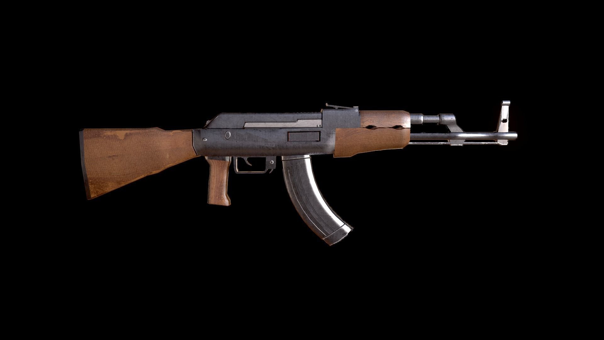 Ak-47 ak - rifle Low-poly 3D model_4