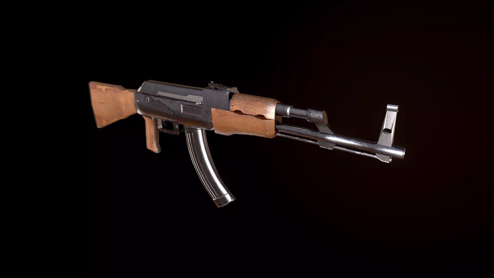 Ak-47 ak - rifle Low-poly 3D model_0