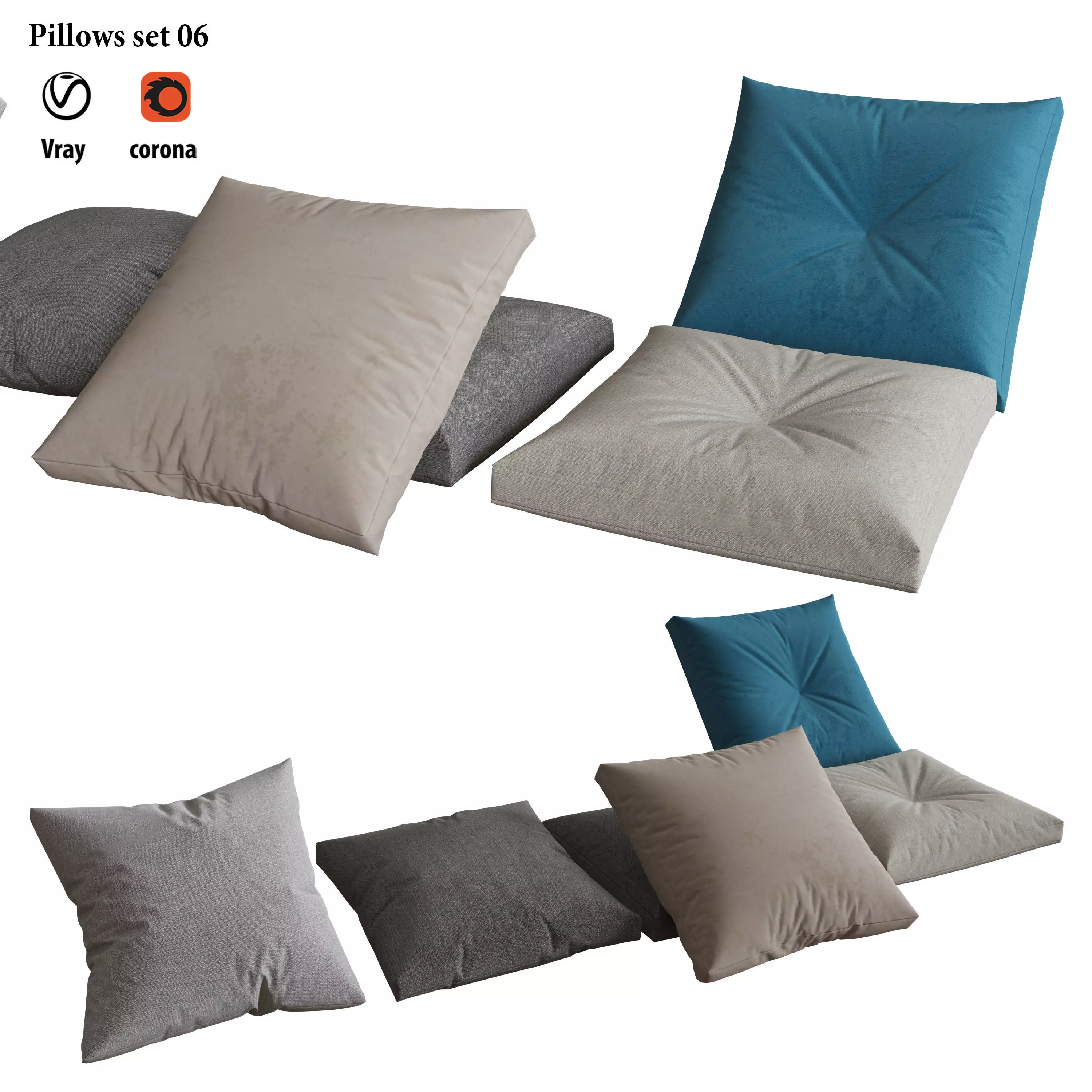 Pillows set 06 3D model