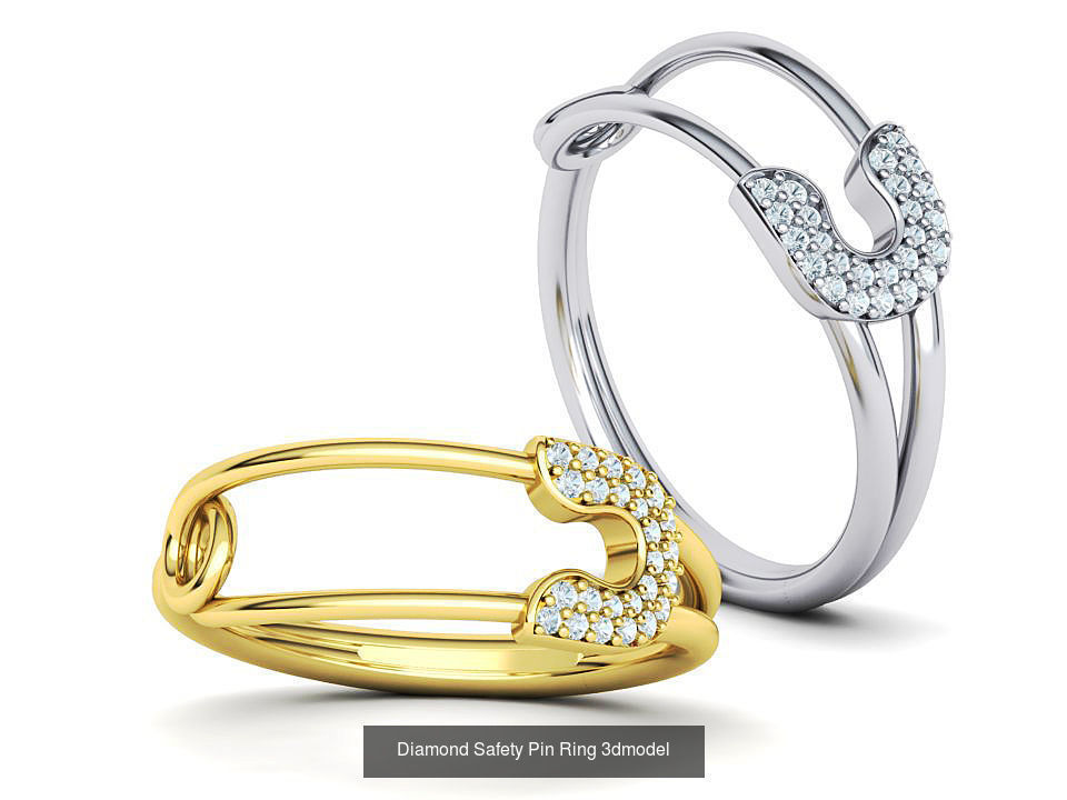 Safety Pin Collection Ring and Necklace 3dmodels _4