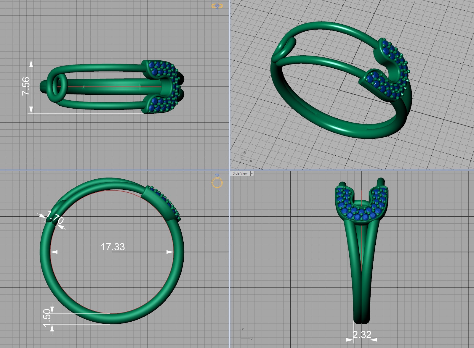 Safety Pin Collection Ring and Necklace 3dmodels _6