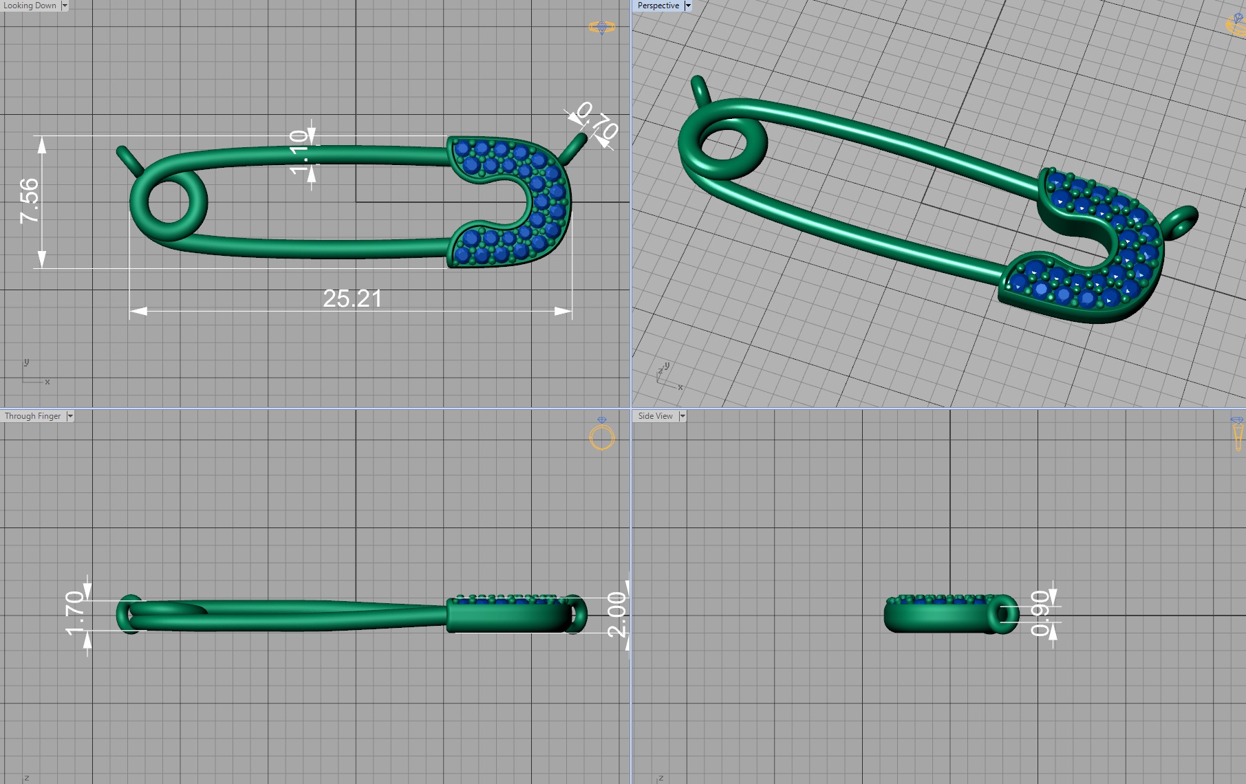 Safety Pin Collection Ring and Necklace 3dmodels _7