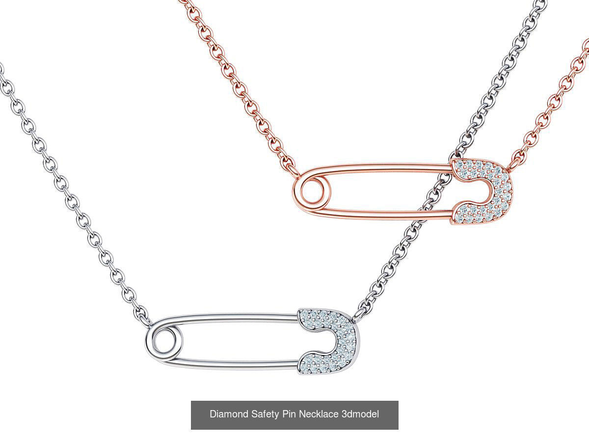 Safety Pin Collection Ring and Necklace 3dmodels _3
