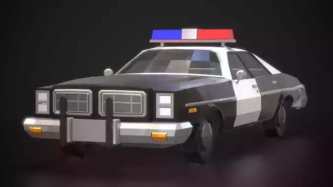Low-Poly Retro Police Car 01