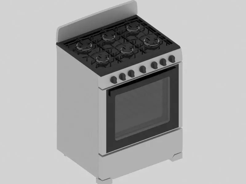 Stove with four burners Free 3D model_0