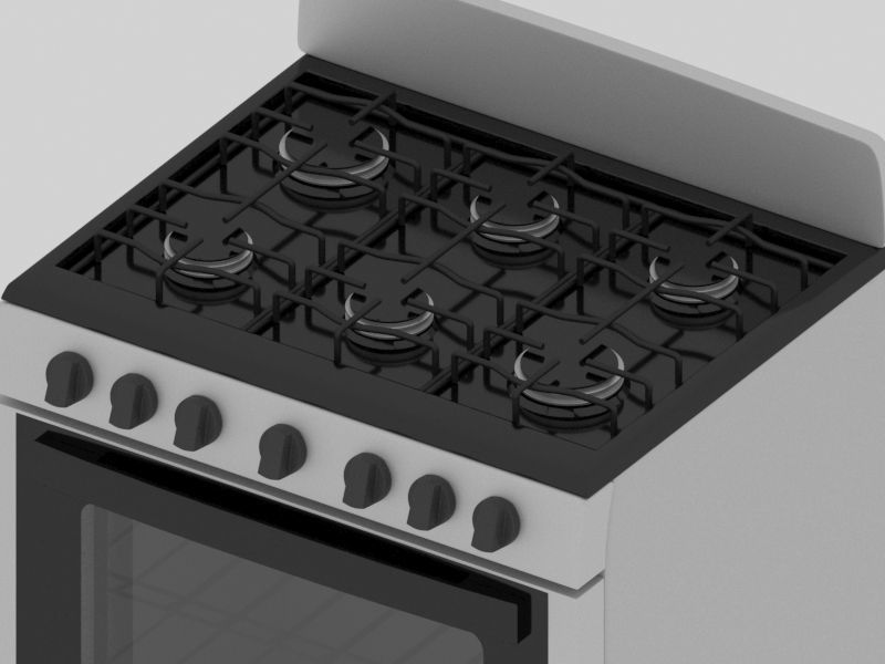 Stove with four burners Free 3D model_1