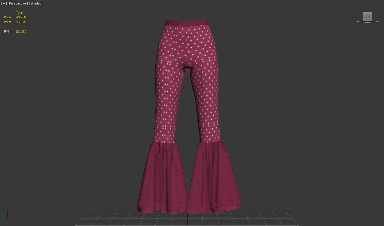 Pants Fancy Flared Bottom 3D model_14