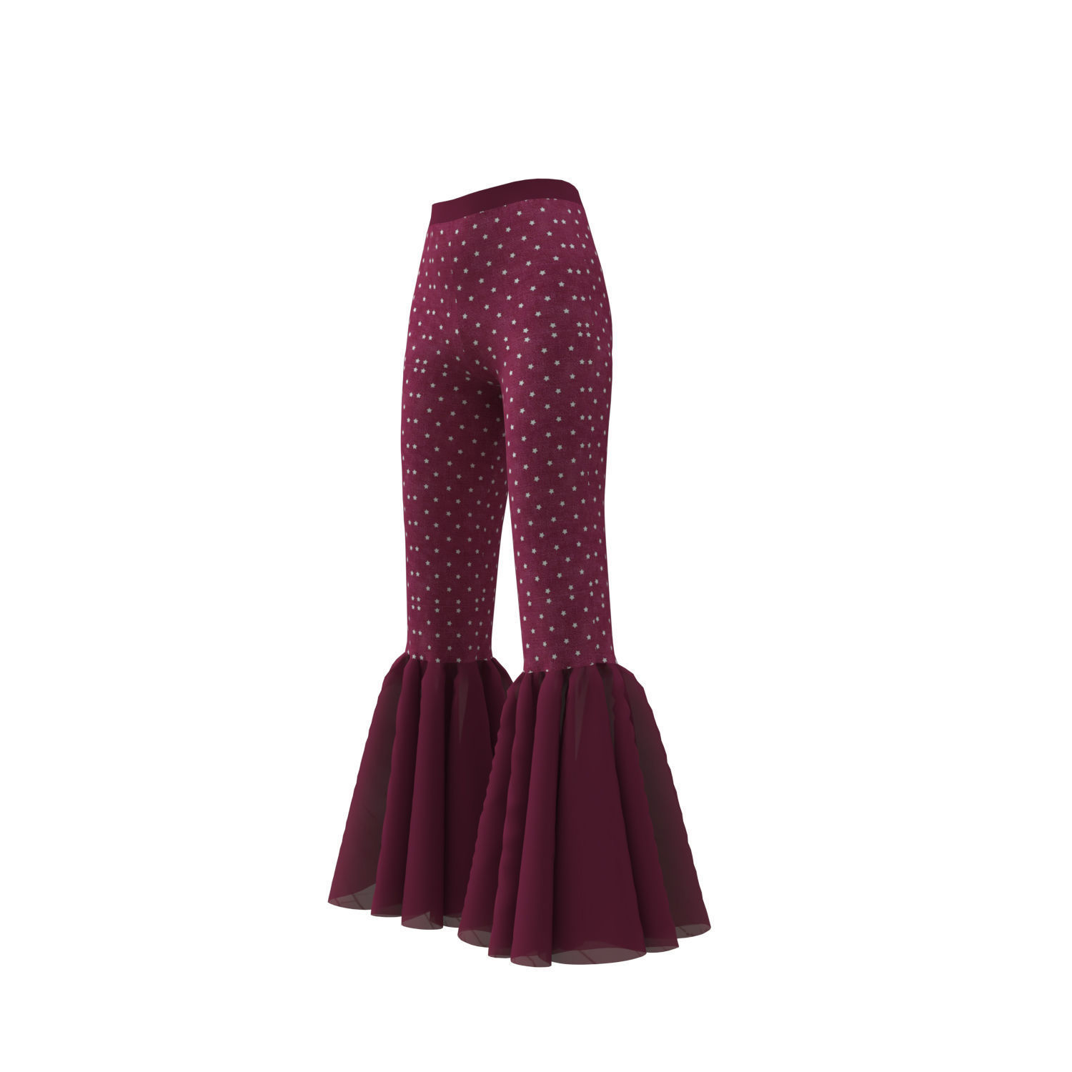Pants Fancy Flared Bottom 3D model_9