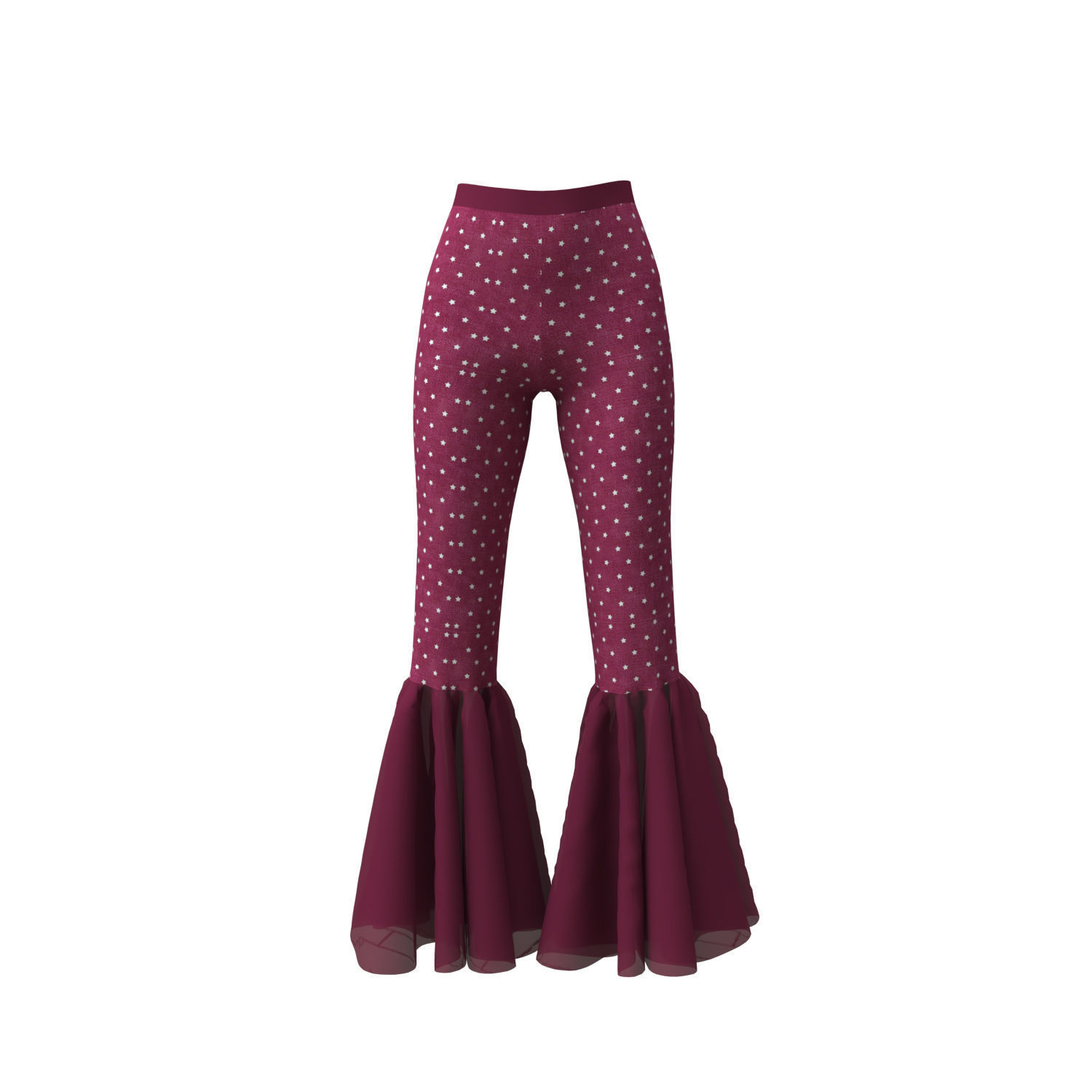 Pants Fancy Flared Bottom 3D model_1