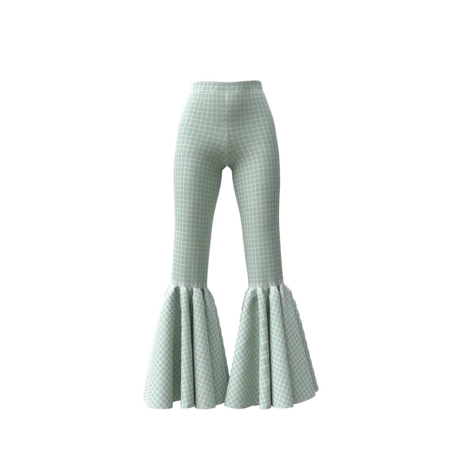 Pants Fancy Flared Bottom 3D model_3