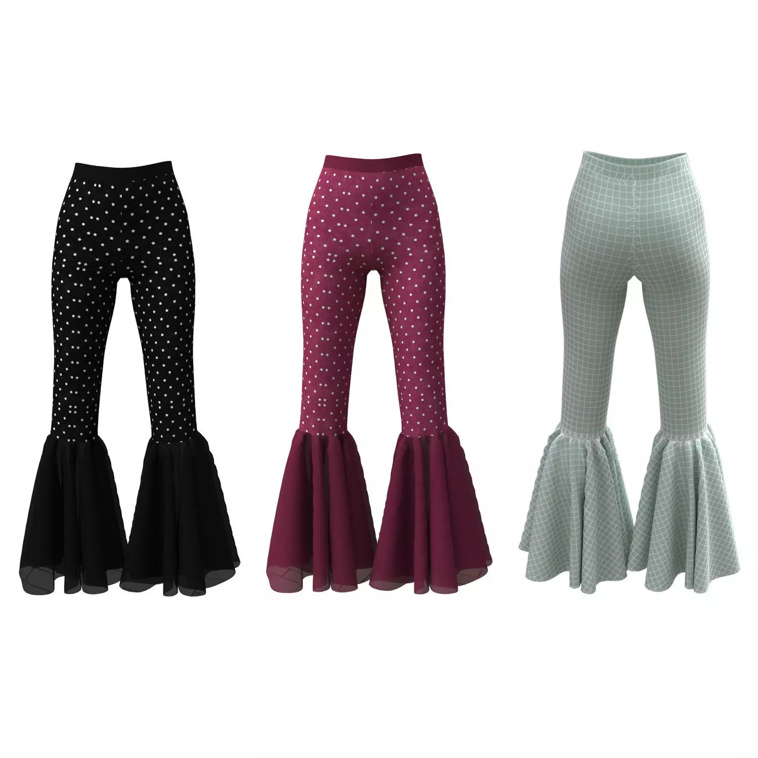 Pants Fancy Flared Bottom 3D model_0