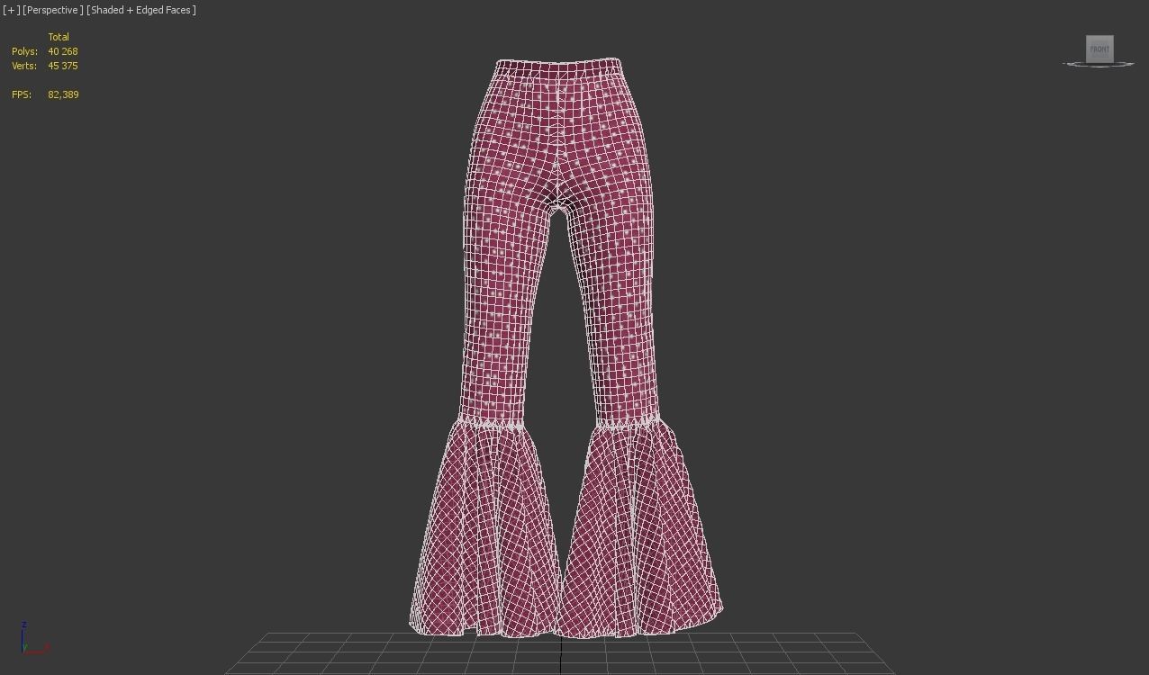 Pants Fancy Flared Bottom 3D model_13