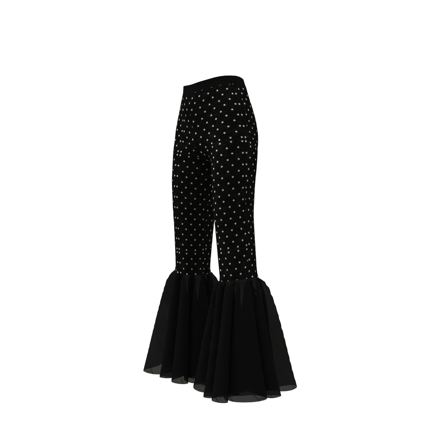 Pants Fancy Flared Bottom 3D model_6