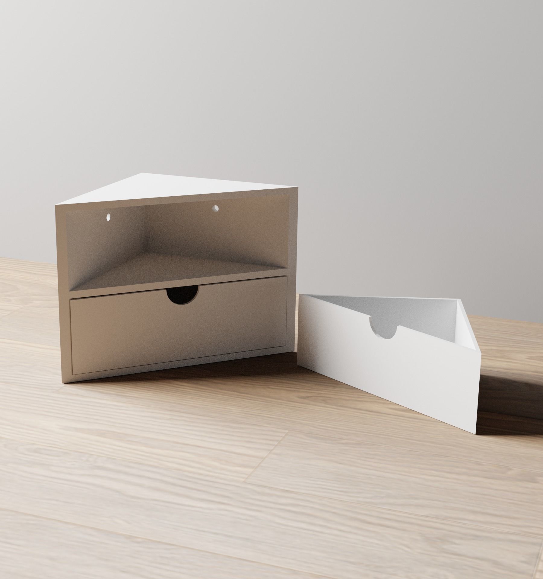 012ME Triangular 2 Drawer End Unit 3D print model_2
