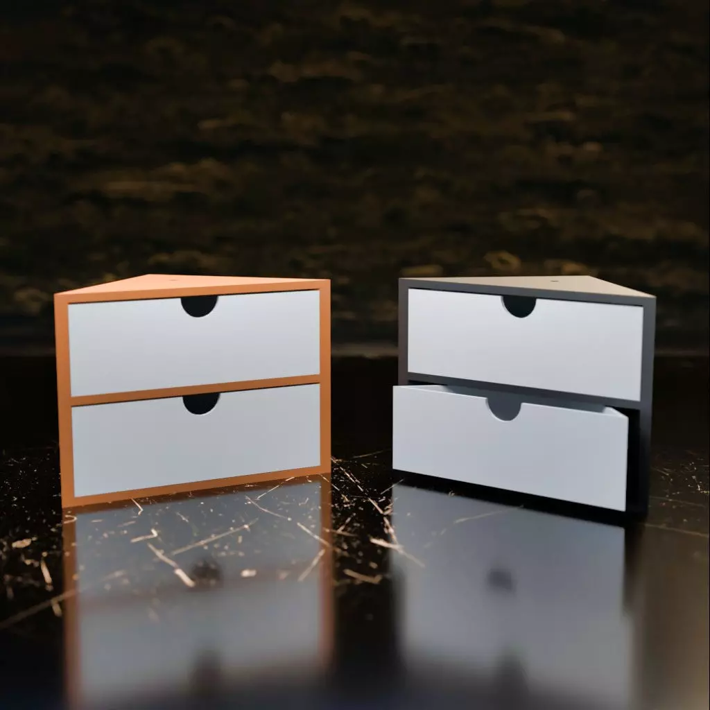 012ME Triangular 2 Drawer End Unit 3D print model_0