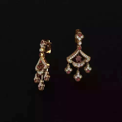 Earrings ruby and diamond