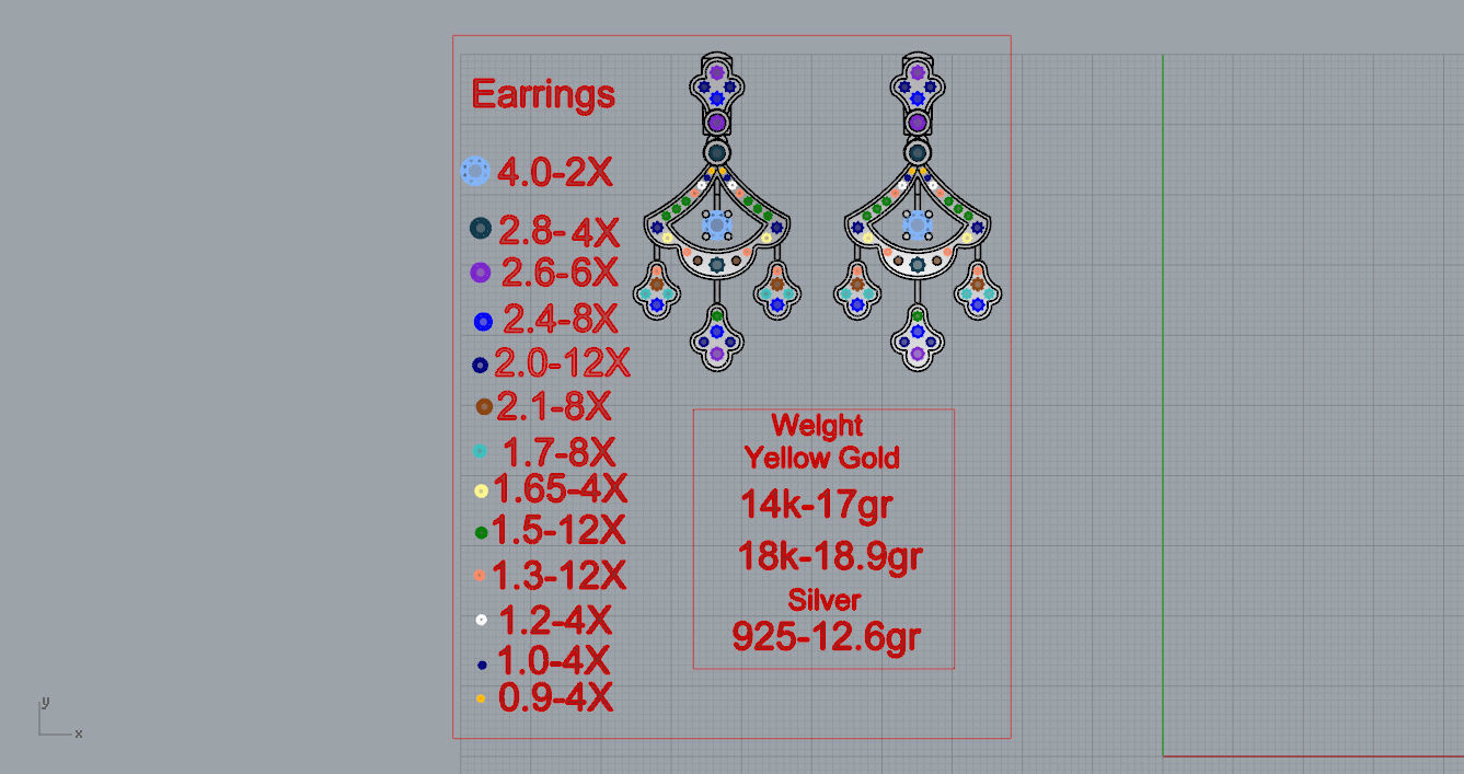 Earrings ruby and diamond 3D print model_5