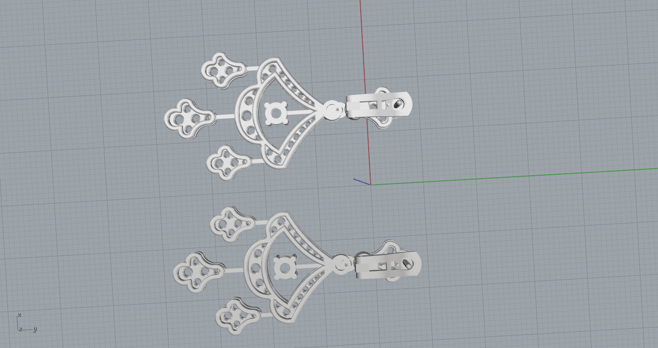 Earrings ruby and diamond 3D print model_7