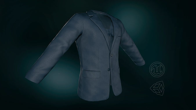 Blue Blazer Jacket Low-poly 3D model