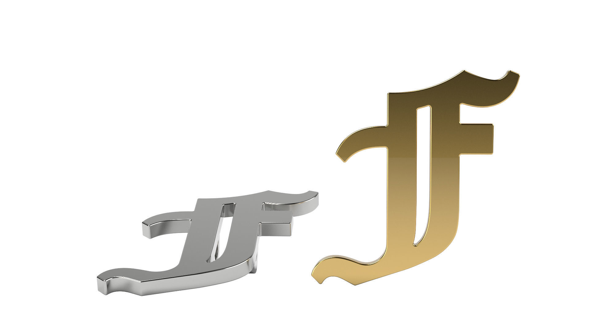 Old English F stone and solid 3D print model_3