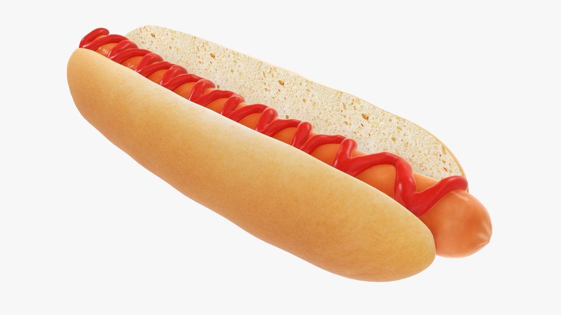 Hot dog with ketchup 3D model_3