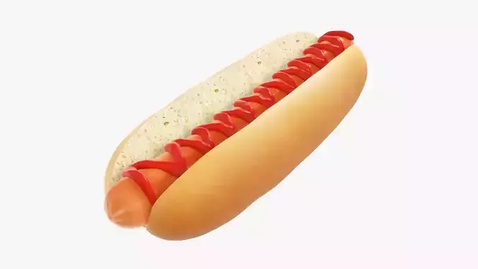 Hot dog with ketchup 3D model