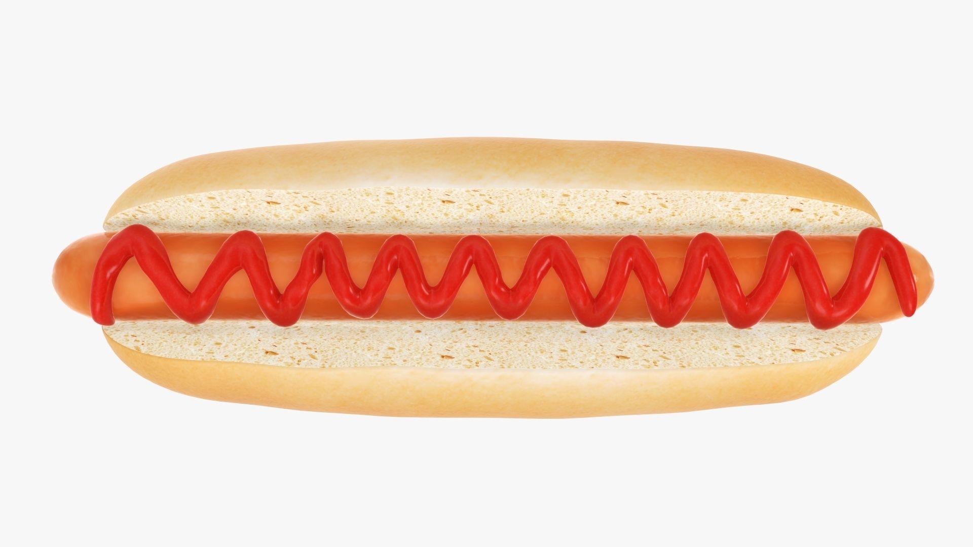 Hot dog with ketchup 3D model_1