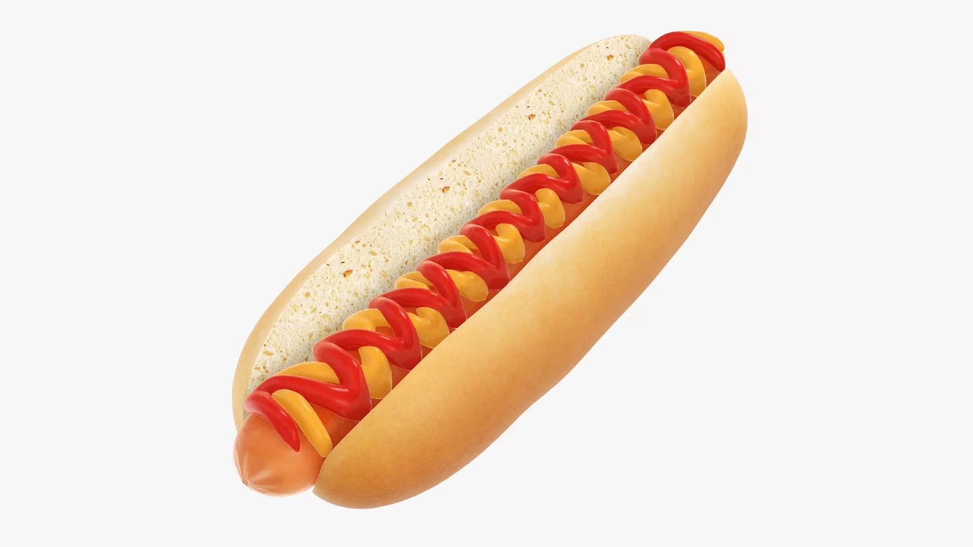 Hot dog with ketchup and mustard 3D model