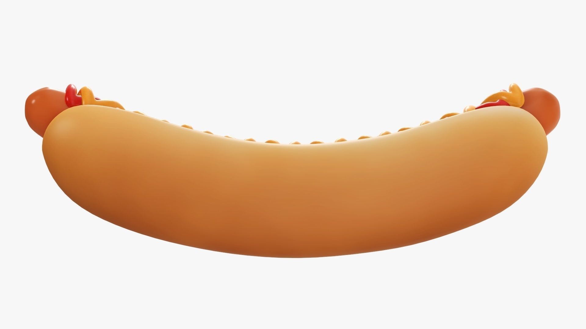 Hot dog with ketchup and mustard stylized 3D model_3