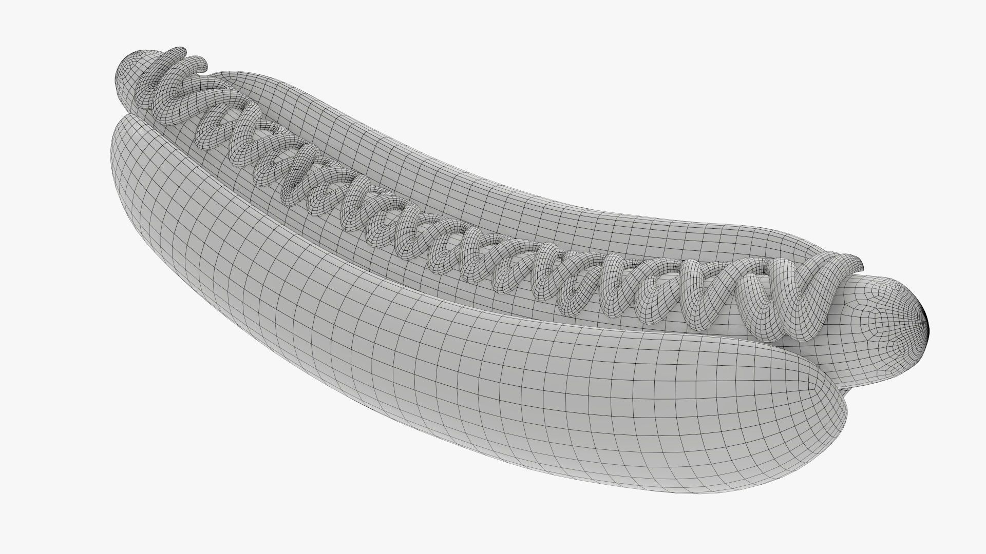 Hot dog with ketchup and mustard stylized 3D model_14