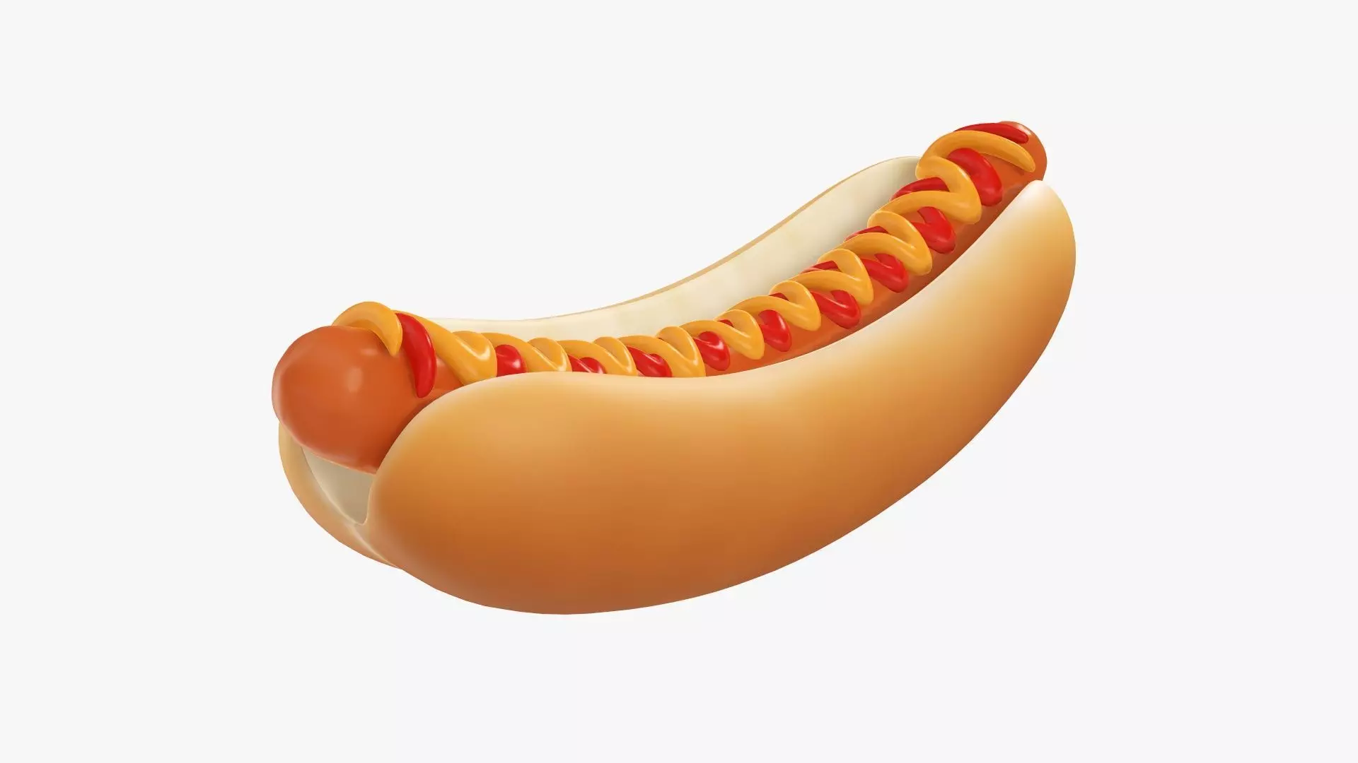 Hot dog with ketchup and mustard stylized 3D model_0