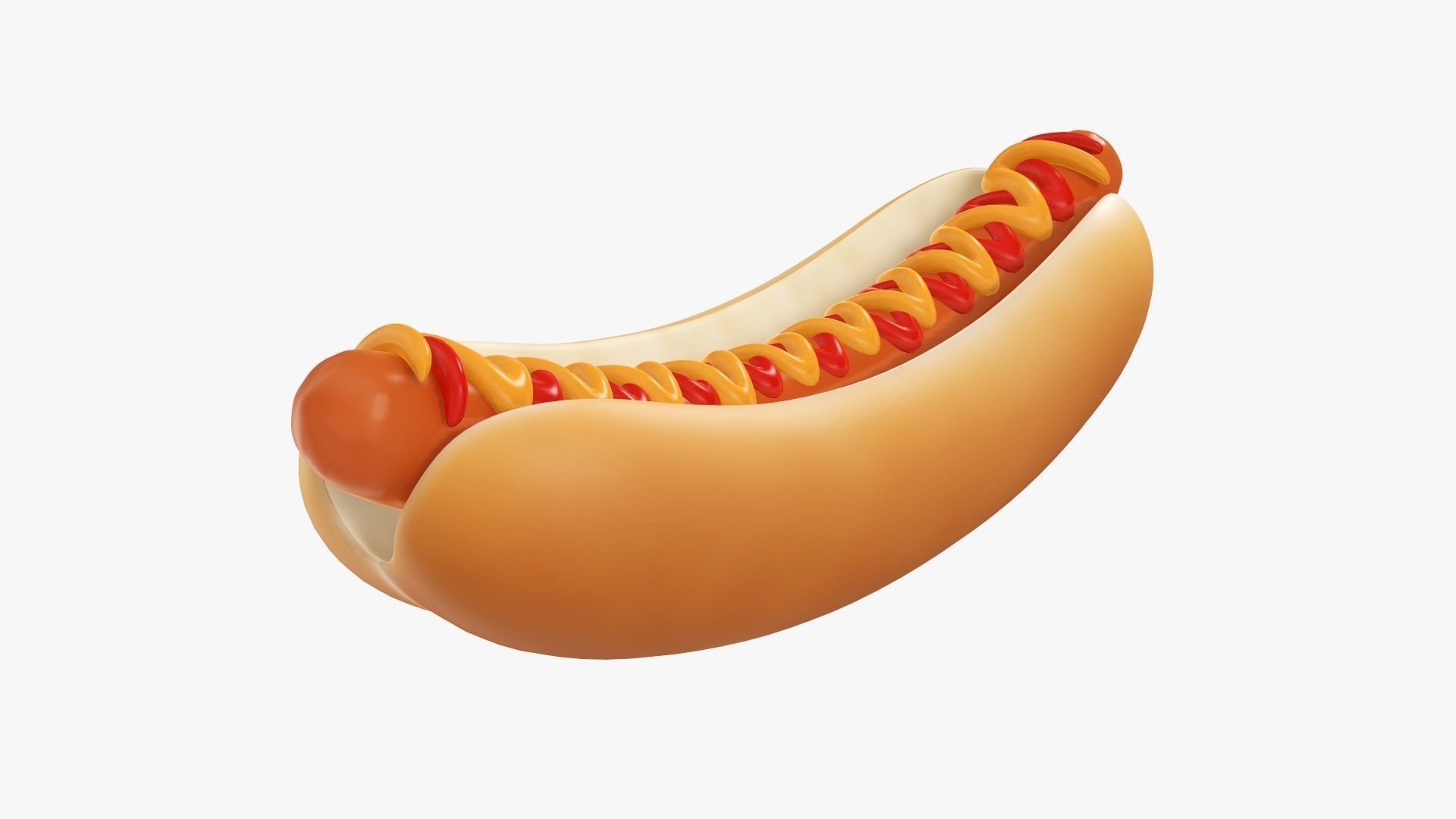 Hot dog with ketchup and mustard stylized