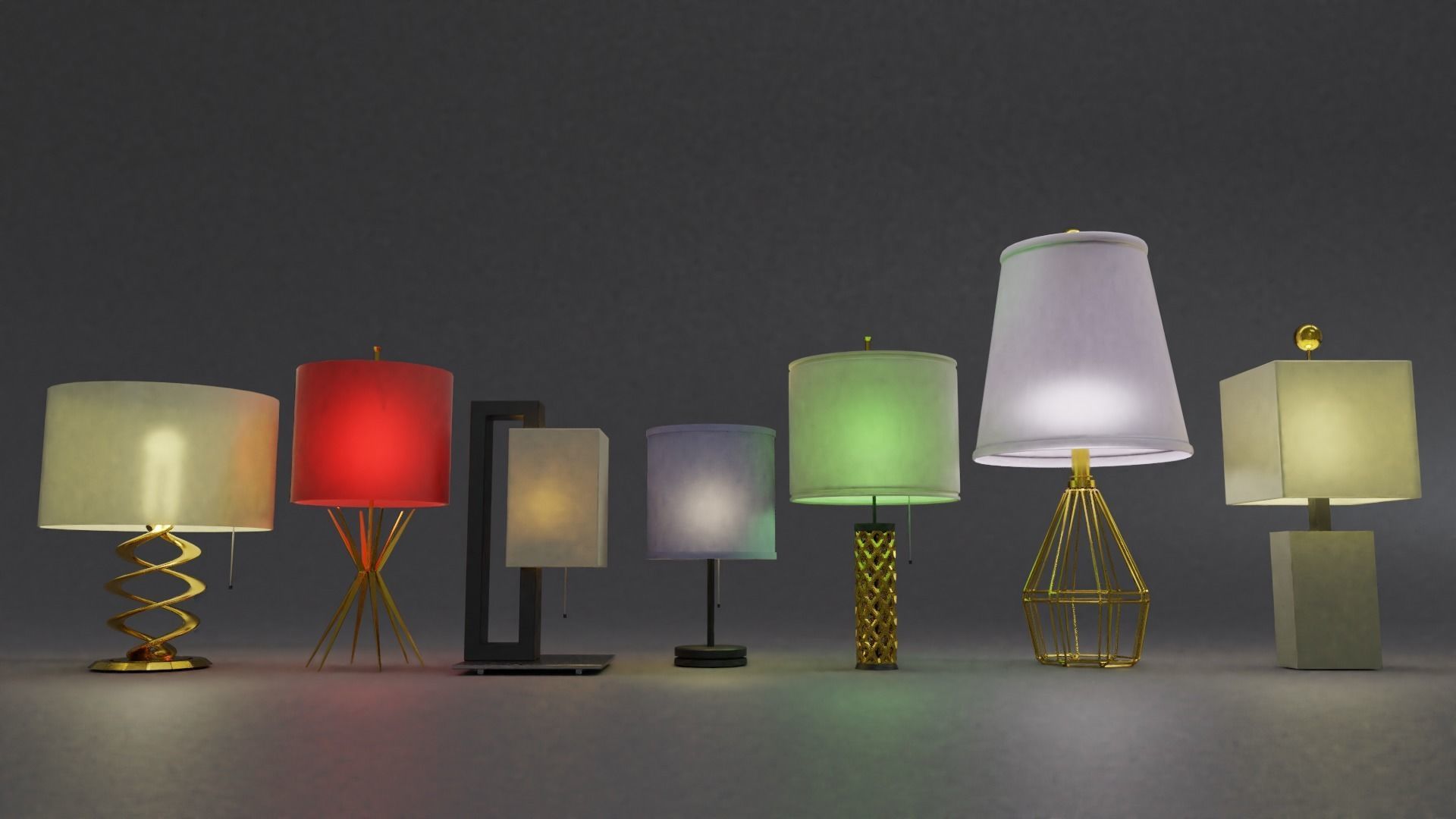 Modern Lamps 3D model_1