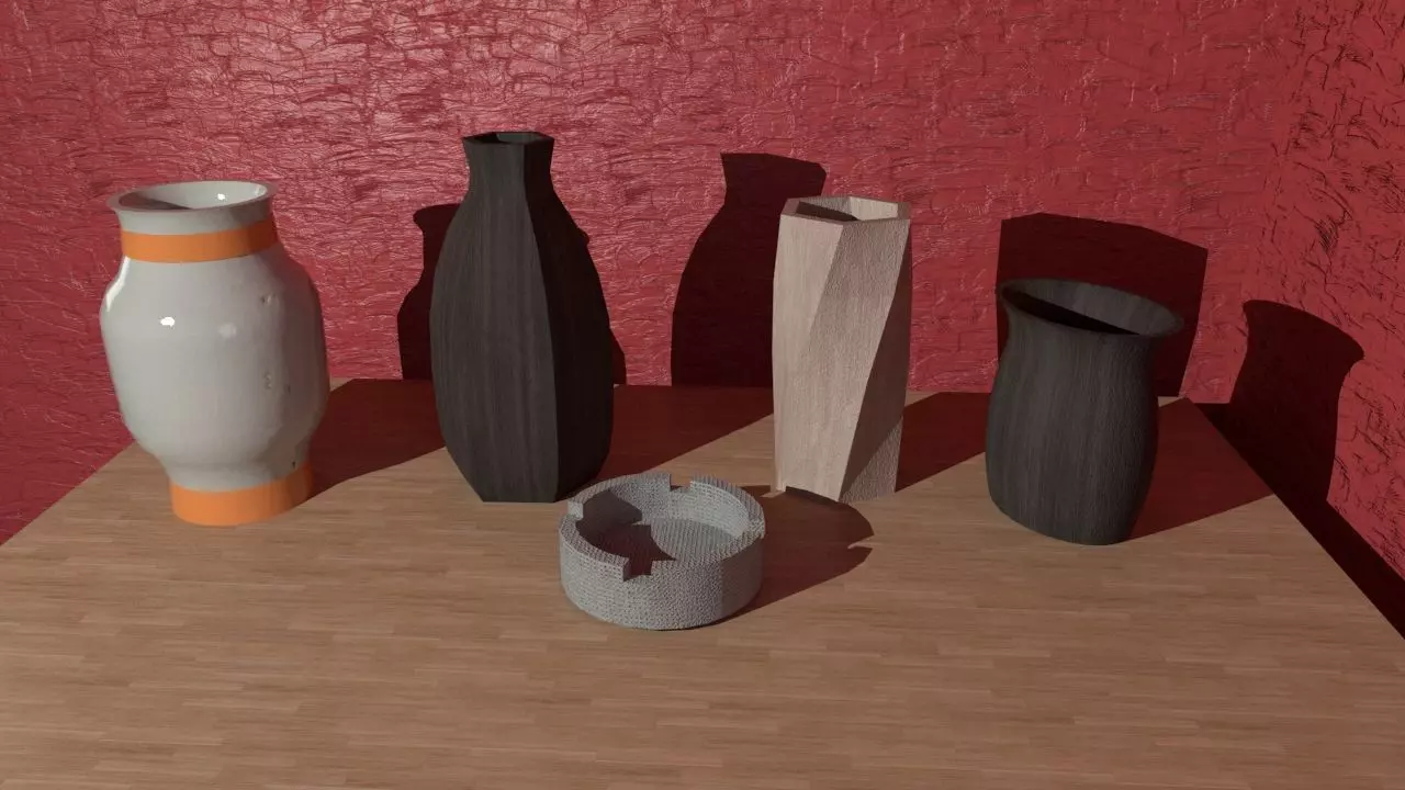 vase set bowling ball 3D model_0