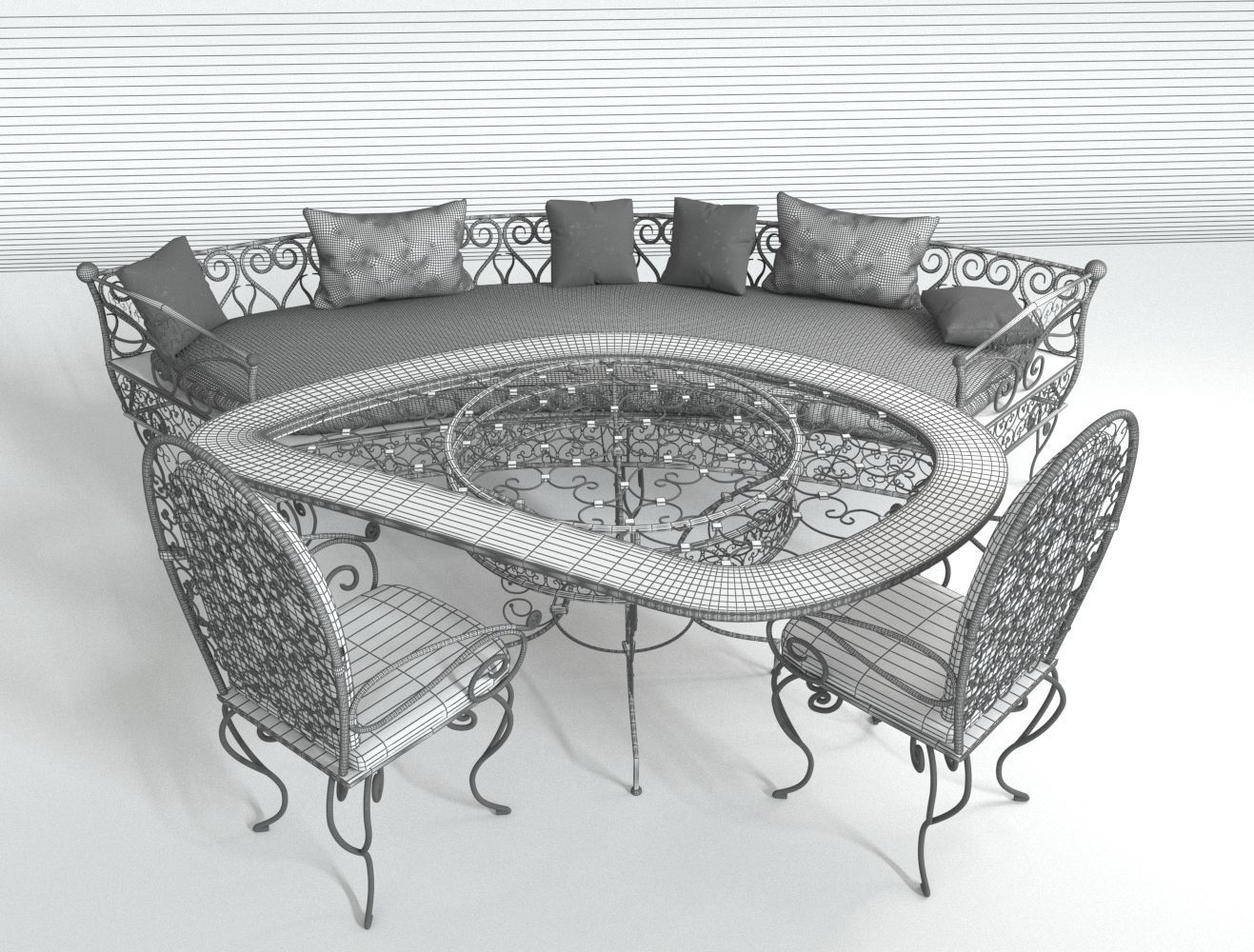 Sofa Table and chair  3D model_5