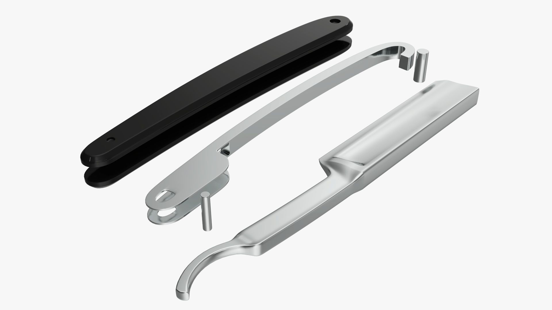 Straight vintage razor close 3D model_5