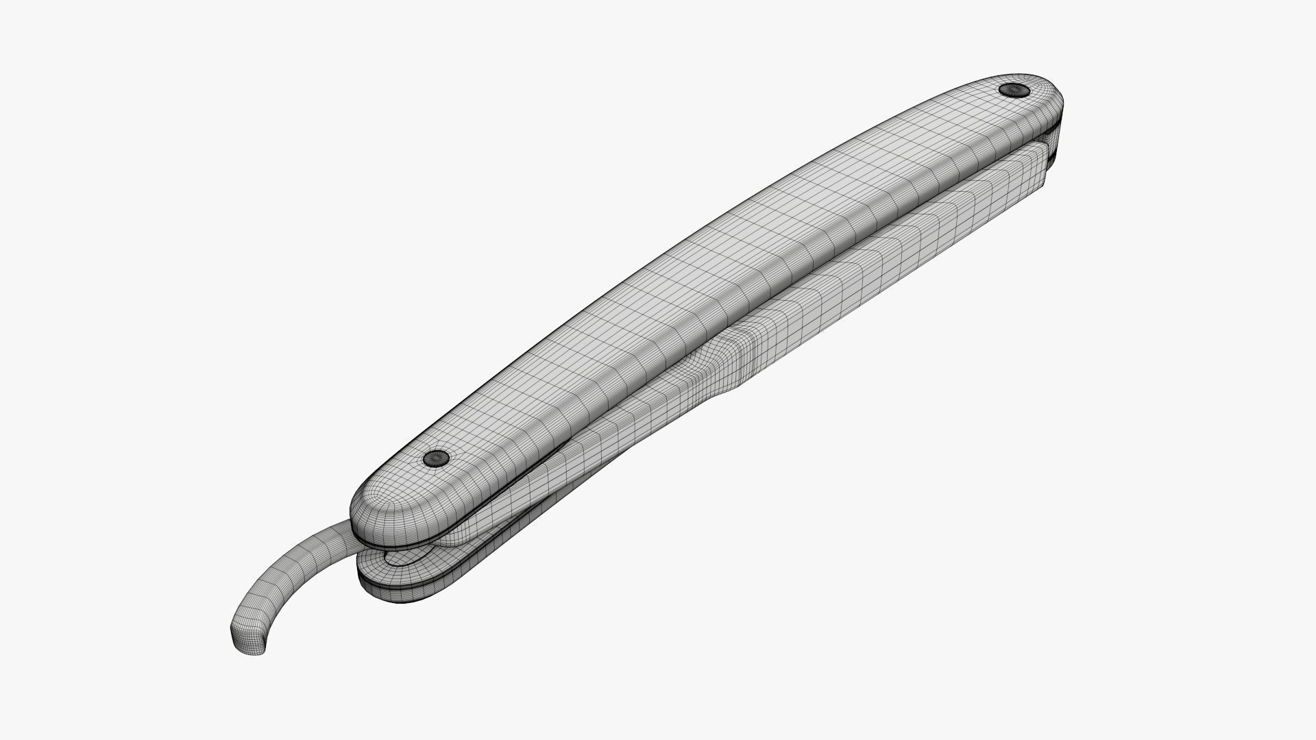 Straight vintage razor close 3D model_6