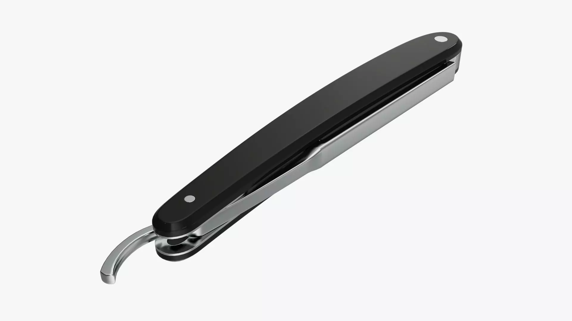 Straight vintage razor close 3D model_0