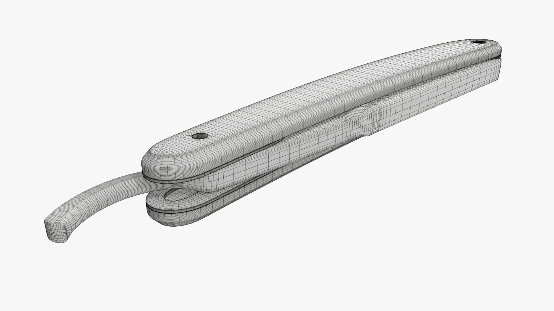 Straight vintage razor close 3D model_8