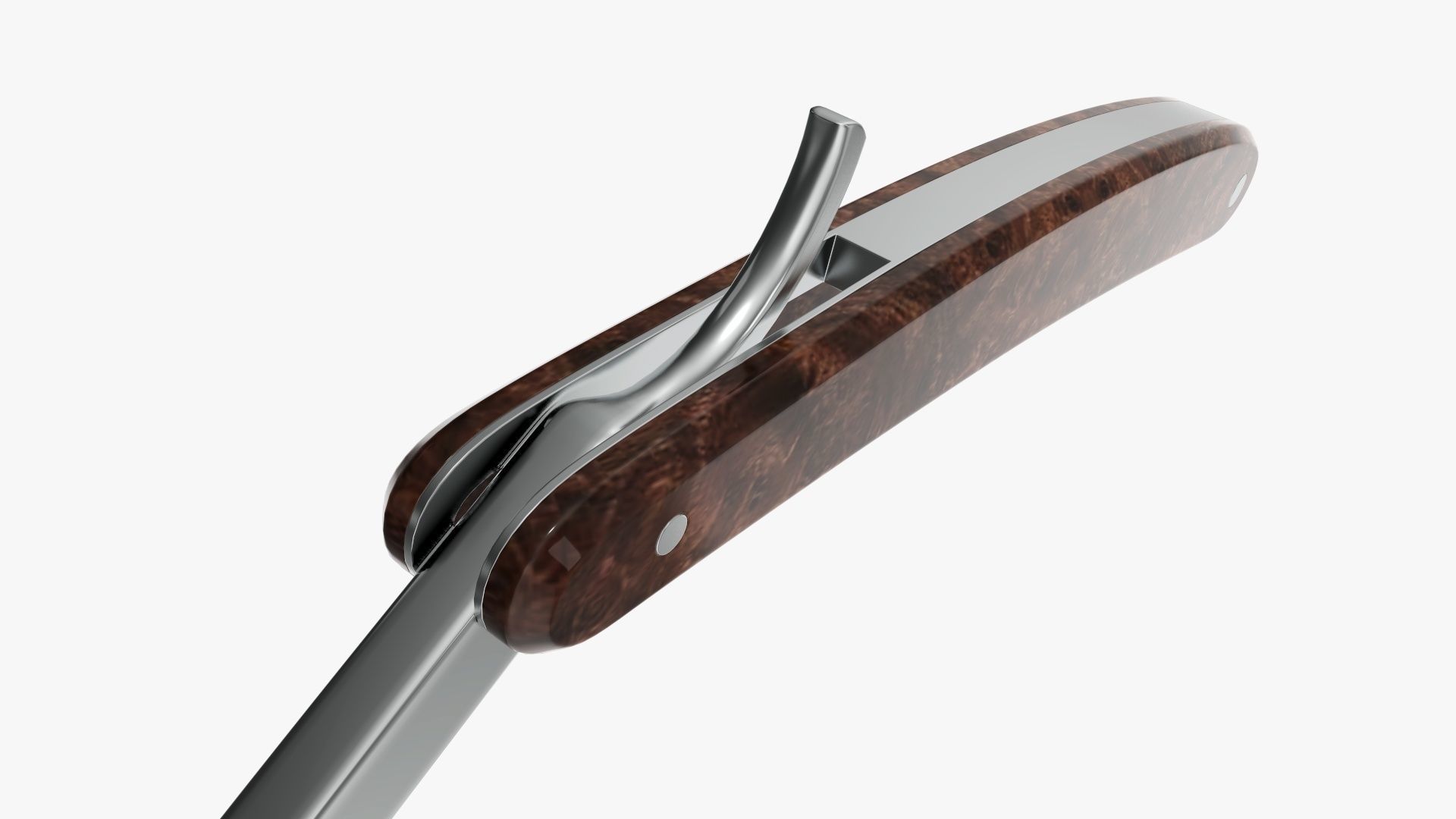 Straight vintage razor open 3D model_2