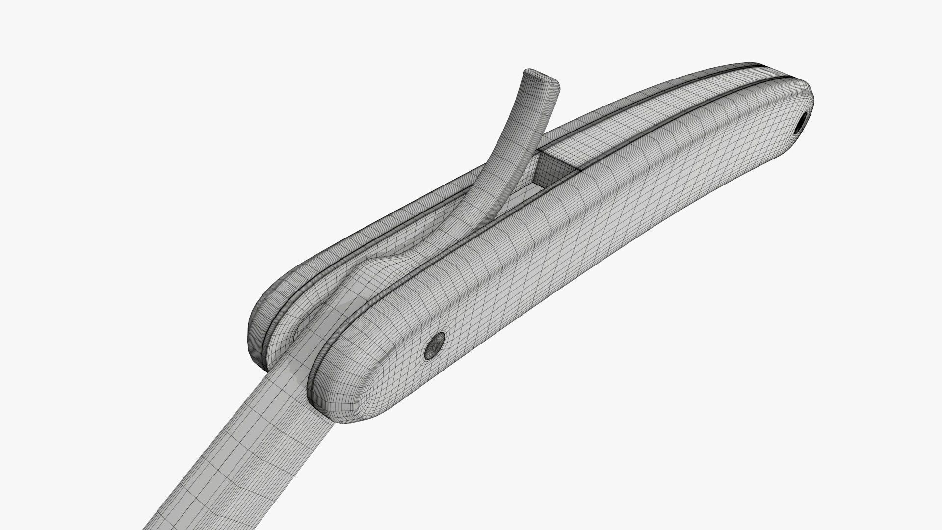 Straight vintage razor open 3D model_7