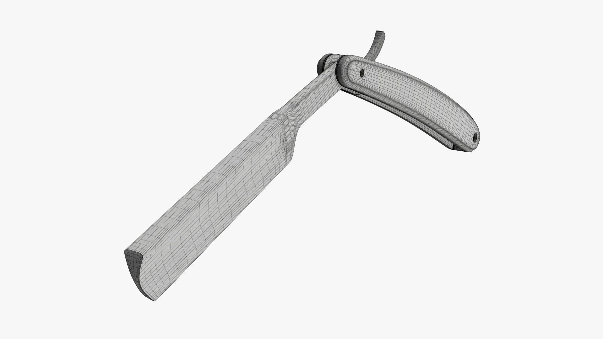 Straight vintage razor open 3D model_5