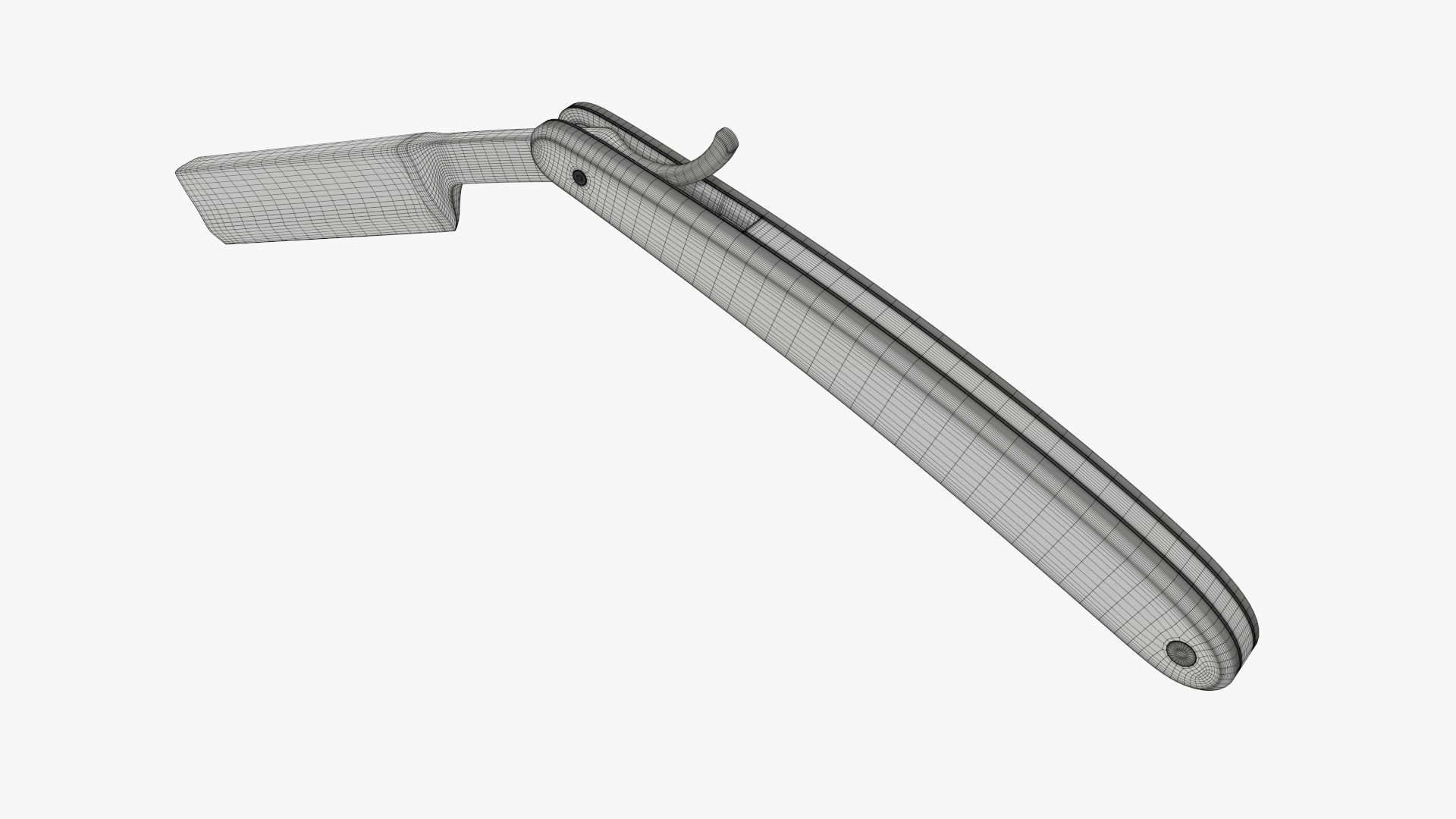 Straight vintage razor open 3D model_9