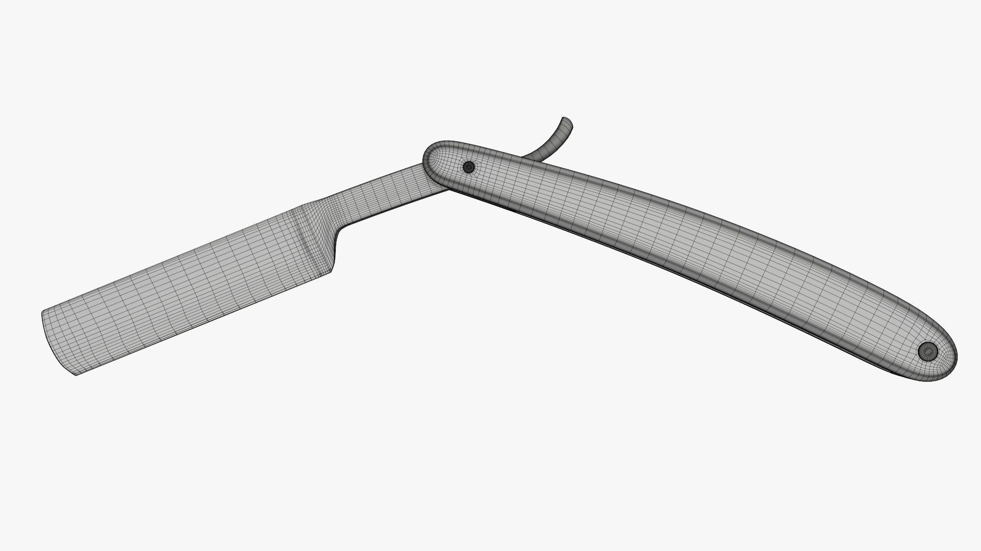 Straight vintage razor open 3D model_6