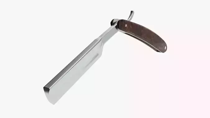 Straight vintage razor open 3D model