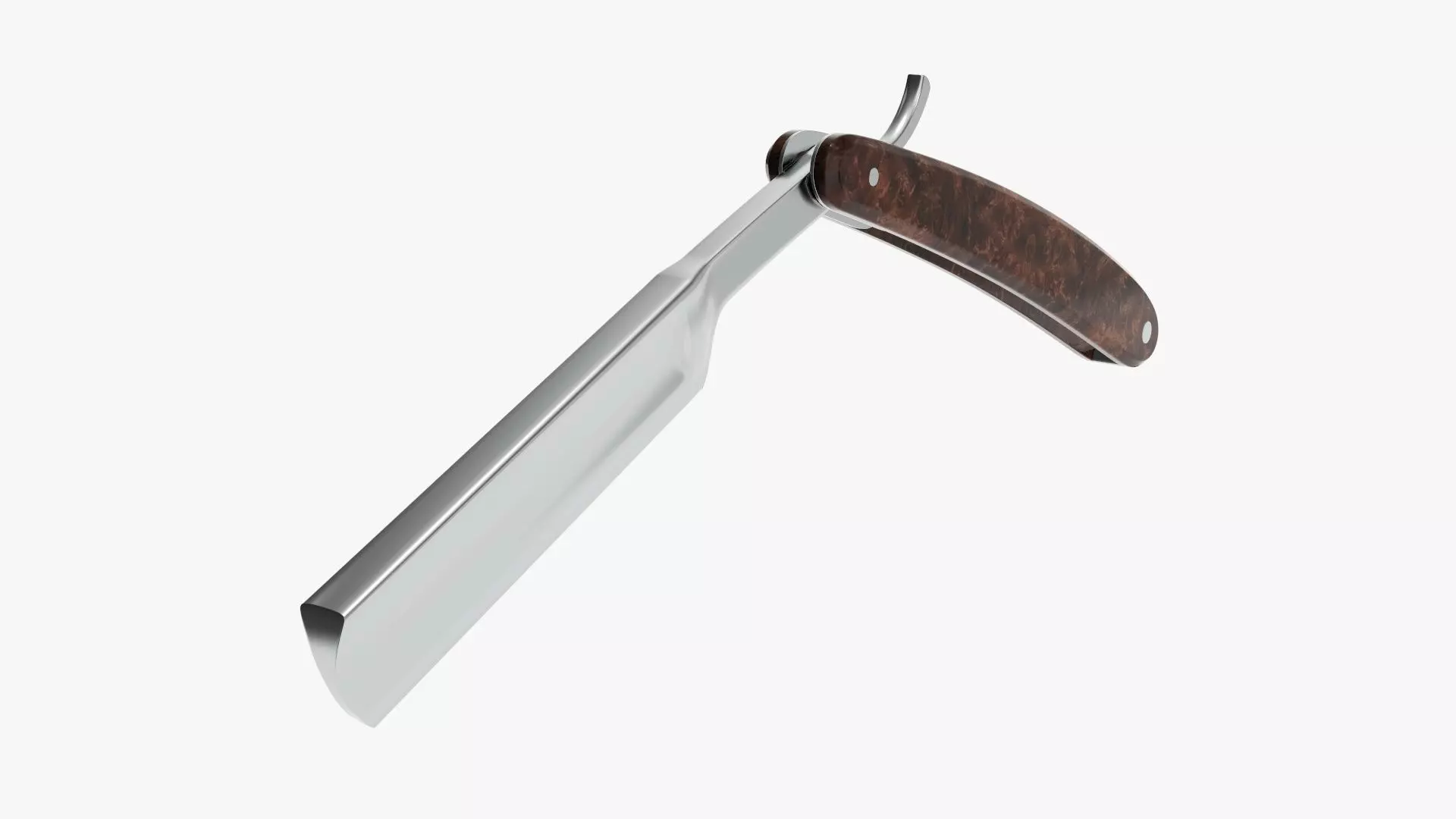 Straight vintage razor open 3D model_0